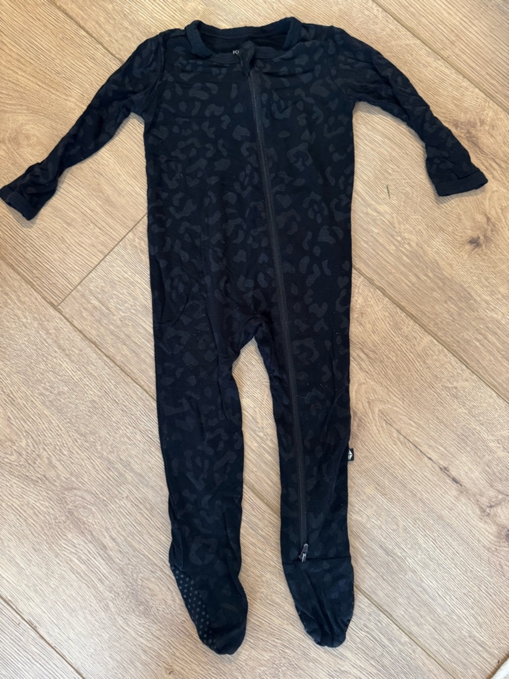 Kyte BABY Black Leopard-Print Footed One-Piece